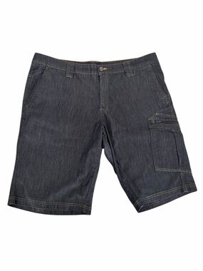 MCKINLEY Dark Wash blue Denim Cargo Shorts Stretch Casual Outdoor men L